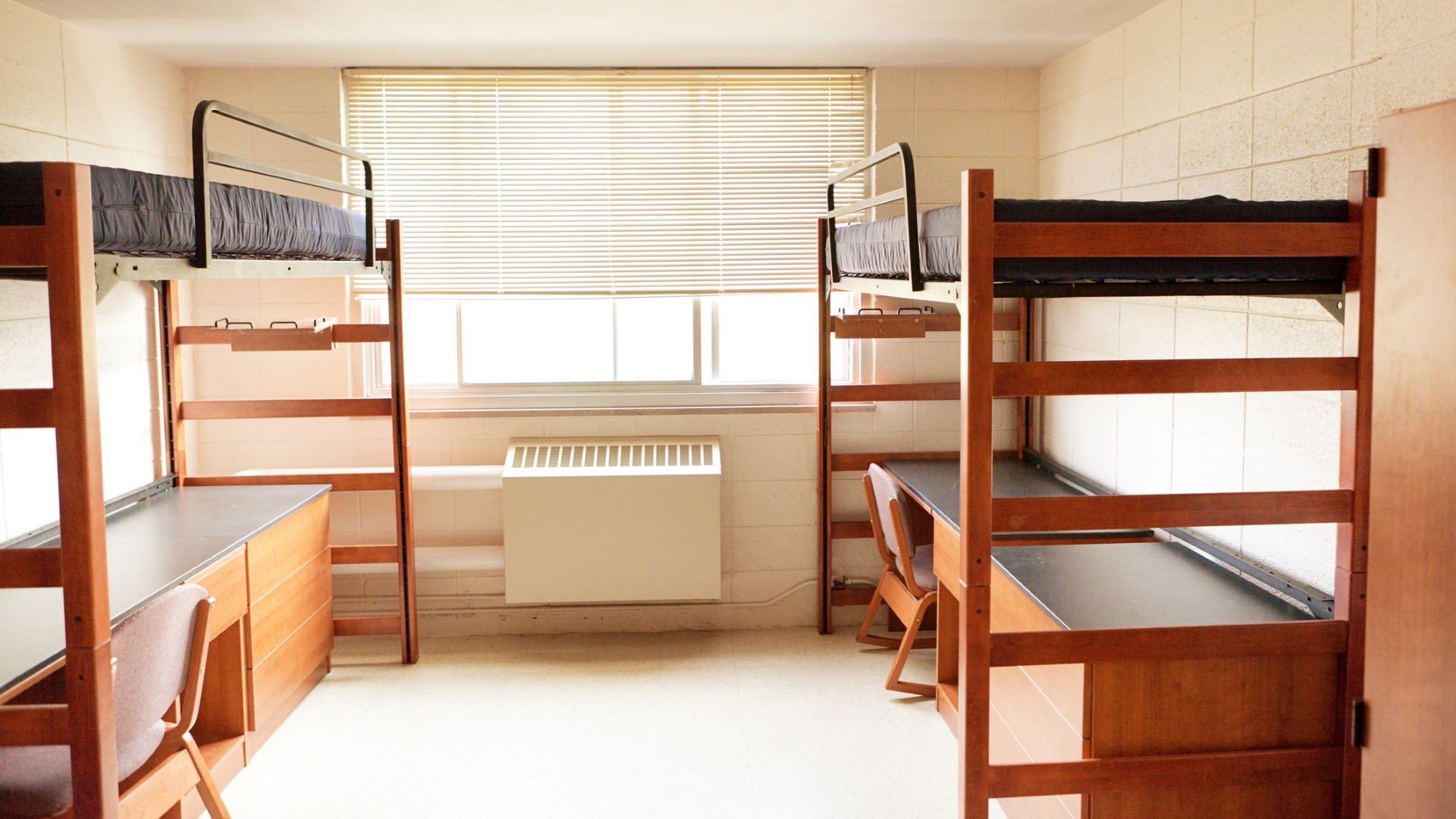 bunk beds in dorm room