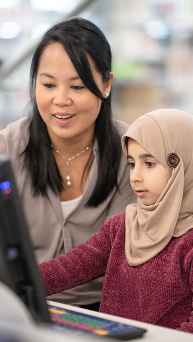 student using computer