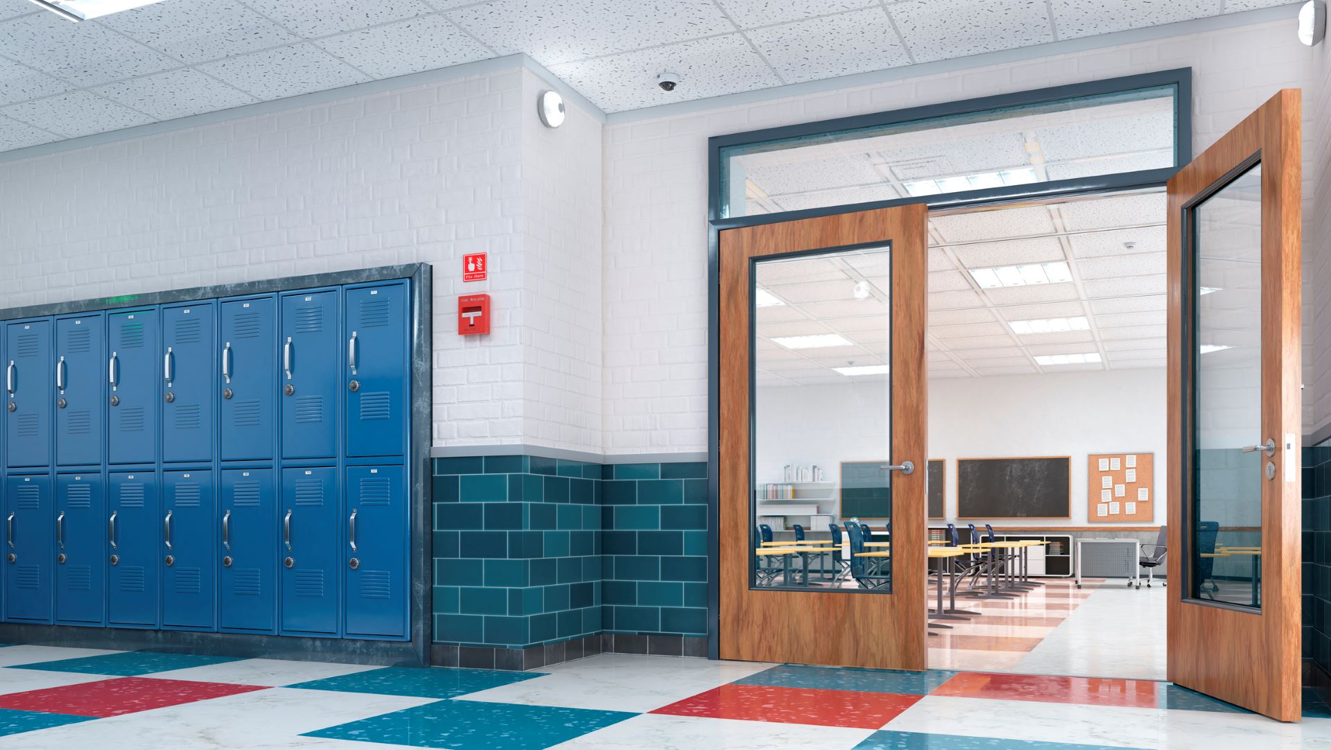 open door to classroom