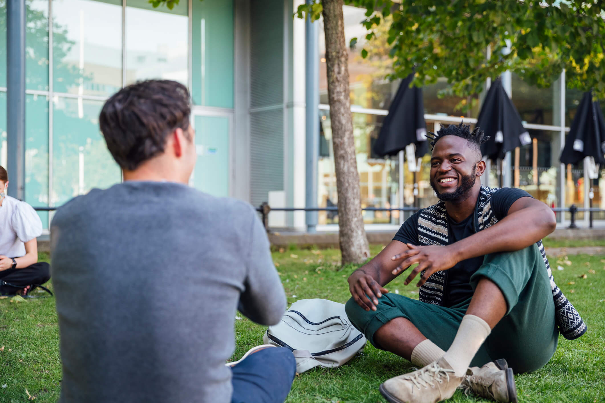 two male students talking