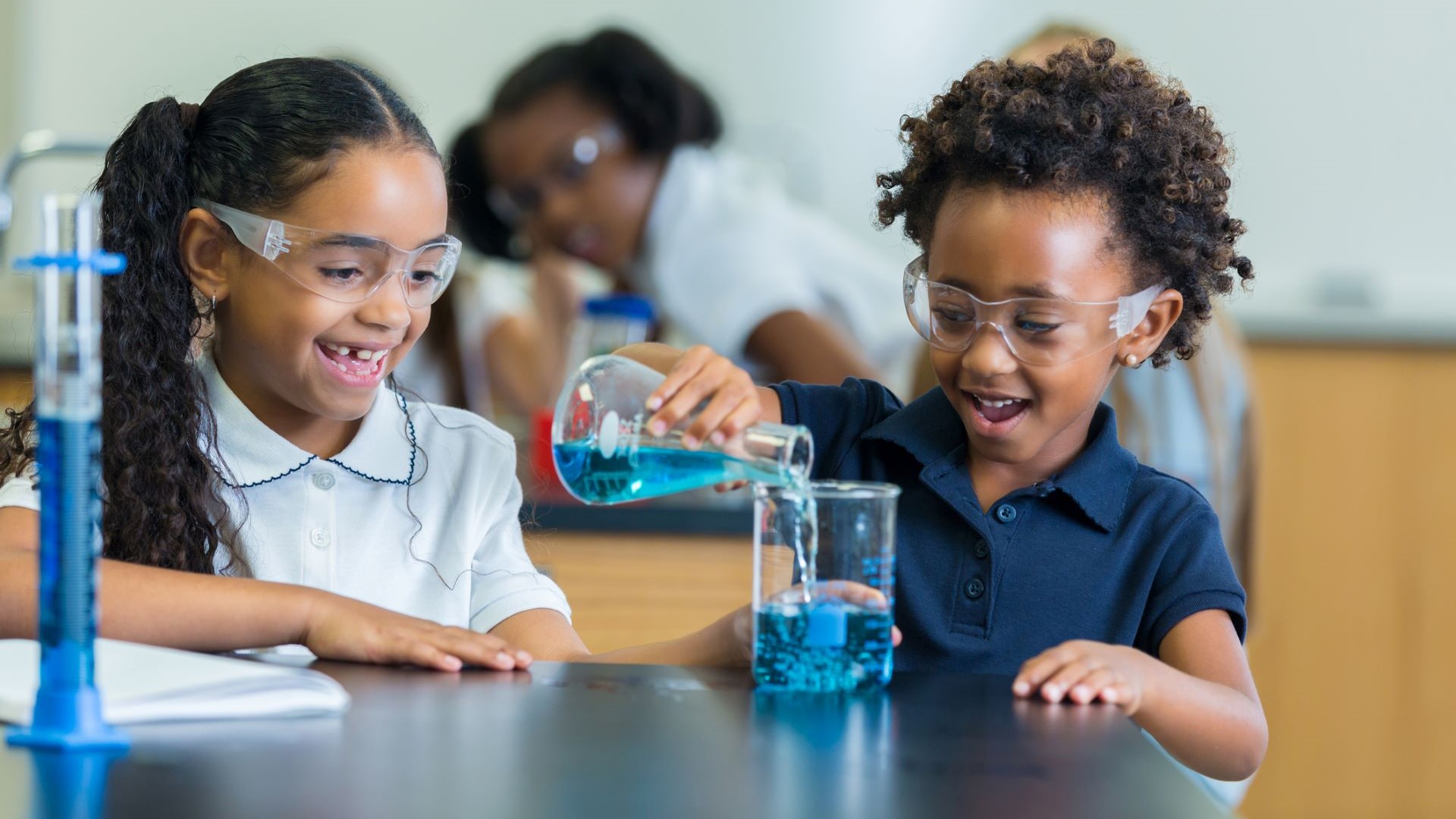 students in science class